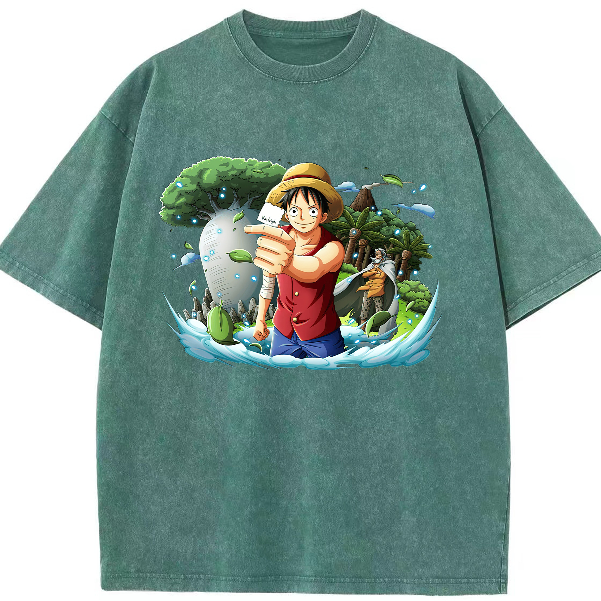 ワンピース モンキー・D・ルフィ ONE PIECE Monkey D. Luffy 綿100% ヴィンテージ風 半袖Tシャツ（フロントプリント）